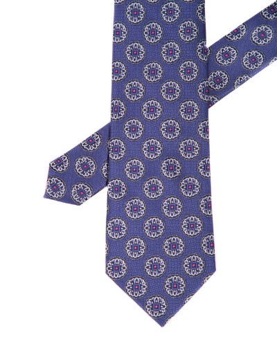 Krawat męski niebieski w oryginalny print