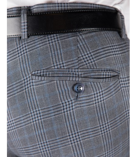 Spodnie garniturowe w szarą kratę SM8018