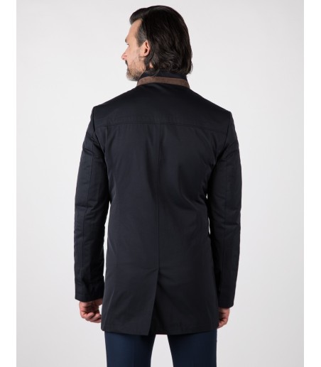 Granatowy płaszcz z kontrastem Miłosz WM0085
