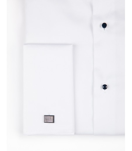 Biała koszula na spinki z guzikami jubilerskimi KR1044
