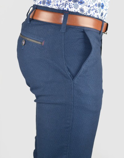 Granatowe spodnie w drobny print SH0134