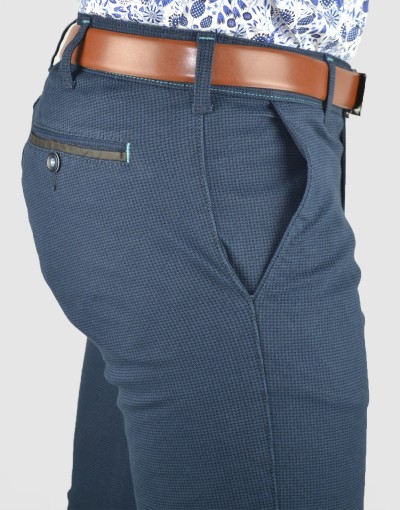 Granatowe spodnie w drobne pepitko SH0132
