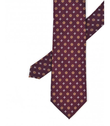 Bordowy krawat w geometryczny wzór