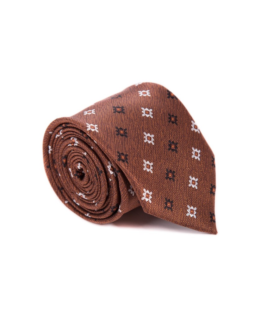 Krawat brązowy w kwiatowy print