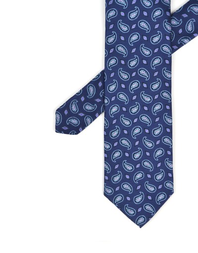 Granatowy krawat w modny wzór