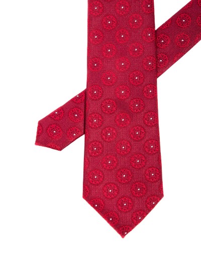 Krawat czerwony w efektowny wzór