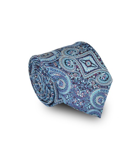 Prezent dla Niego- zestaw niebieski krawat i spinki