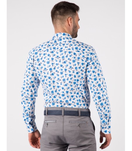 Koszula męska w niebieskie kwiaty KR1107