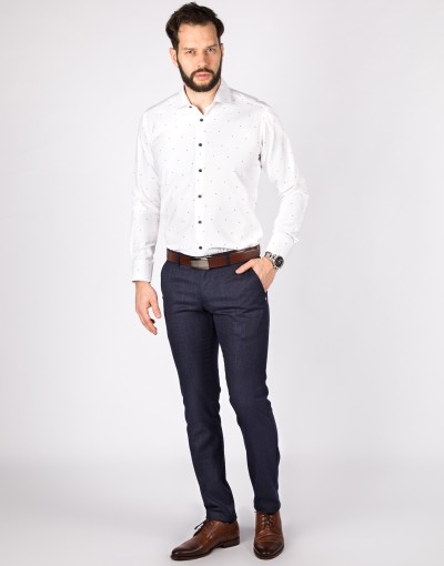 Biała koszula męska w drobny wzór  KR1125