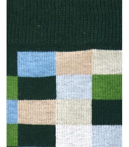 Skarpety męskie zielone w kwadraty BW1220