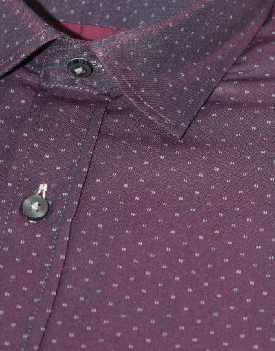 Koszula męska bordo w drobne kropki KT4110