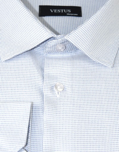 Koszula męska biała w niebieski mikrowzór KR1129