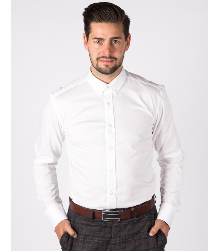 Biała koszula męska w drobny wzór KR1131