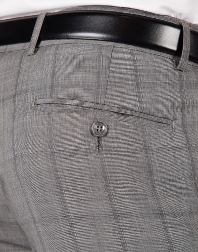 Szary garnitur w kratę SM8046 - spodnie