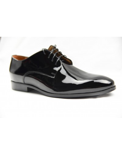 Czarne buty męskie ze skóry lakierowanej OD3966