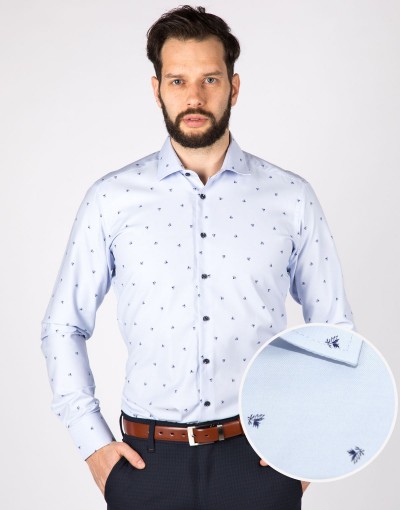 Koszula męska błękitna w drobny wzór KR1126
