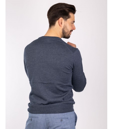 Granatowy, melanżowy sweter męski CT0104
