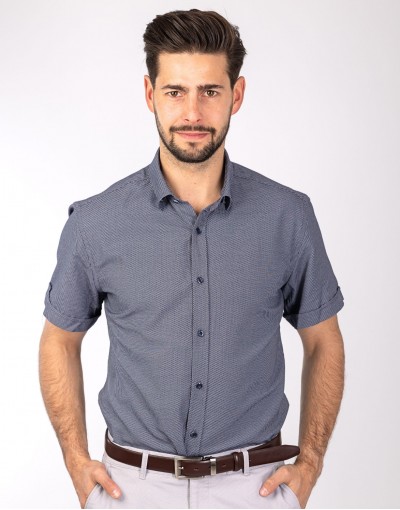 Granatowa koszula męska z krótkim rękawem KT4179