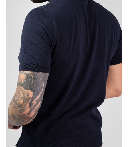 Granatowa koszulka polo męska, sweterkowa HP0034