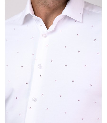 Biała koszula męska z drobnym wzorem KR1139