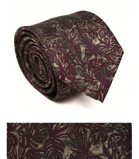 Krawat ciemno-bordowy we wzory
