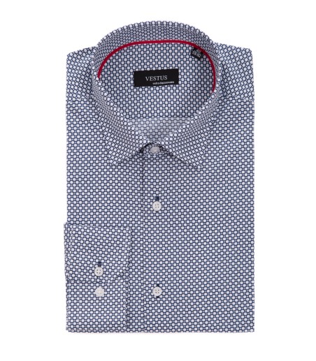 Granatowa koszula męska w geometryczne wzory