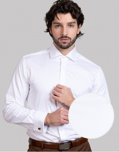 PREMIUM Biała koszula z bawełny egipskiej KE2071