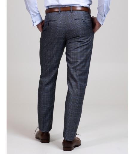 Szare spodnie garniturowe w kratę SM8018