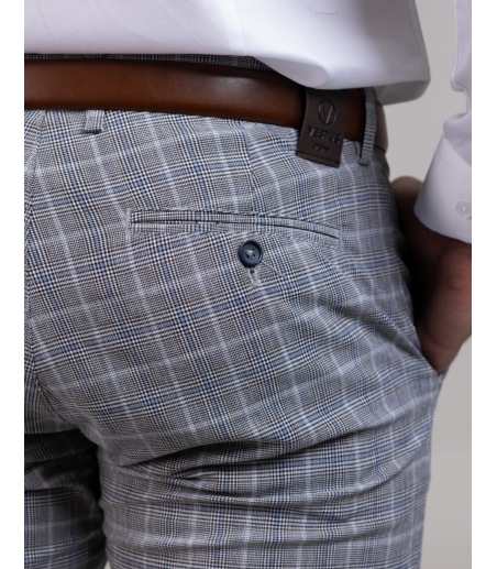 Spodnie męskie w kratę z niebieską nicią SS0233