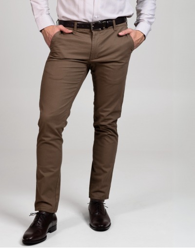 Brązowe Spodnie męskie typu chino SH0228