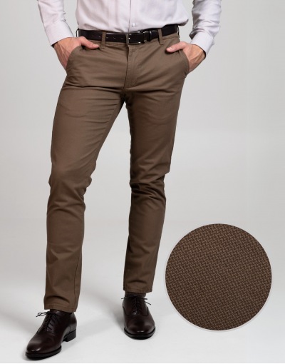 Brązowe Spodnie męskie typu chino SH0228