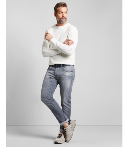 BUGATTI Spodnie męskie, jasnoszare jeansy B36689-256