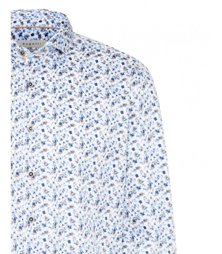 BUGATTI Koszula męska niebieska w roślinny wzór B18509-320