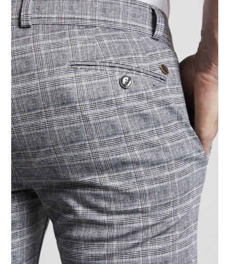 BUGATTI Spodnie męskie szare w kratę B36866-240-4036