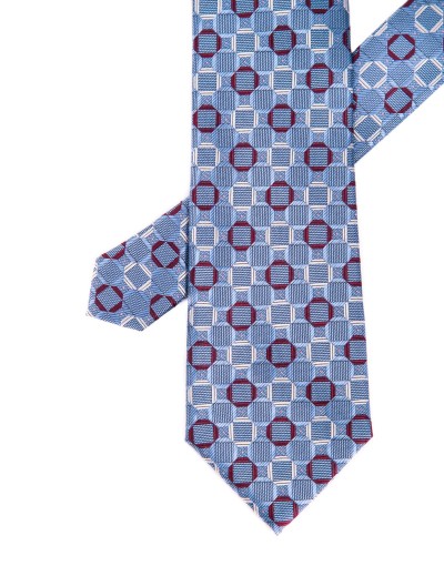 Krawat niebieski w geometryczne wzory